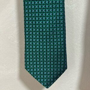 Ted Baker 100% Silk made in USA tie, green purple black all over print